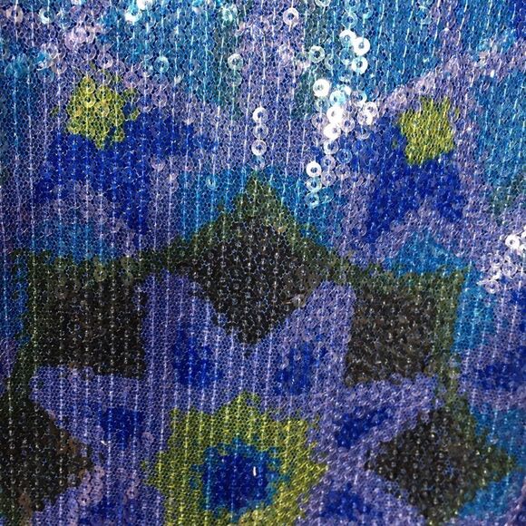 NICOLE MILLER BLUE TRIBAL SEQUINS TANK TOP SMALL - Picture 10 of 14